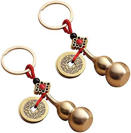 Kingzhuo 2 komada Wu Lou Lank lanac Prekrasan gurški ključ Sretni ključ sa FENG SHUI Coins Solid Key prstenovi