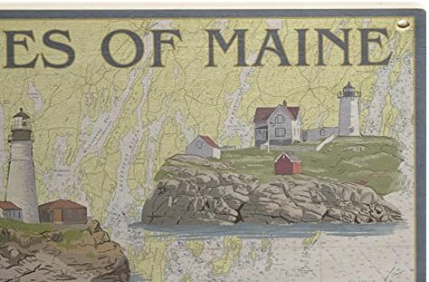 Svjetionici Mainea, Nautička karta zidni znak od brezovog drveta