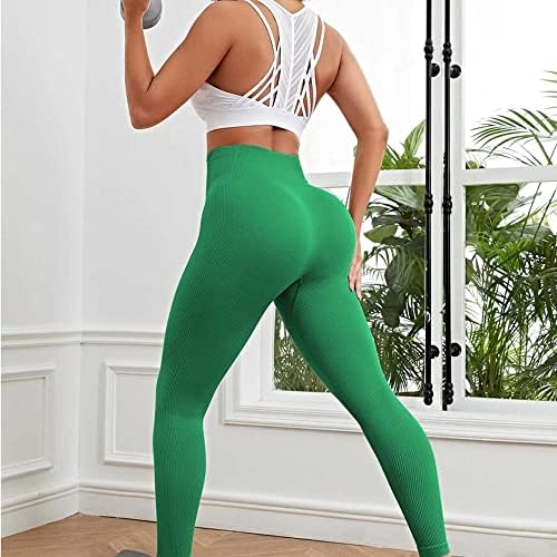 Hixiaohe ženske joge gamaše rebrastine bešavne treninge Atletska hlače visoke stručne teretane