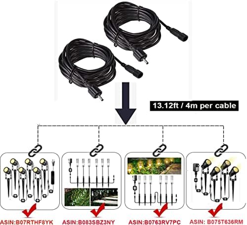 GreenClick 2 pakovanje 13.12ft / 4M produžni kabel Vodootporni produžni kabel ožičenja za pejzažne rasvjete Vrtna staza svjetla