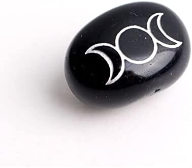 Seewoode AG216 1pc Prirodni isklesan mjesec simbol Black obsidian kristalno nakit Reiki Privjesak