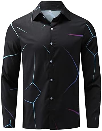 Muški Casual Tops Button Down rever Oversized Cardigan Shirt Black Business T-shirt Printed Button-Down