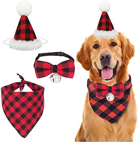 3 seta Božićni pas Bandana Hat Bowint set za ljubimce šal trokut bibs pse božićni kostim ukras za male srednje