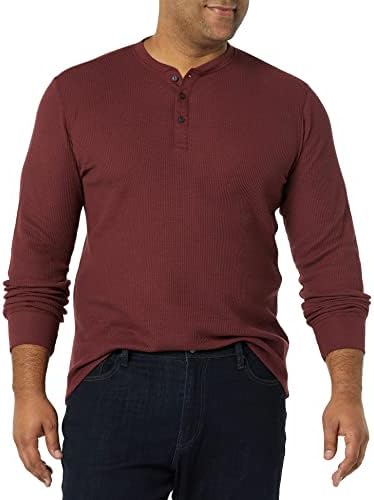 Essentials Muška tanka kroja košulja od vafla sa dugim rukavima Henley