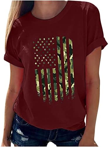 Slatke smiješne poklon bluze za djevojke Ljeto jesen kratki rukav USA zastava Grafički bluze T majice Womens FL