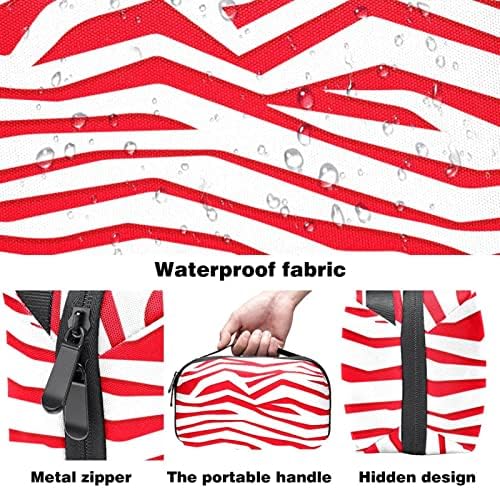 Red i bijelo Zebra Priključak za toaletna torba za žene, vodootporan kožni toaletni organi organizator, putni