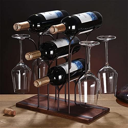 Jinyisi vinski štand za pića, željezna žica, šuma, list, policu, viseći, naočale, police, boca vina i staklena