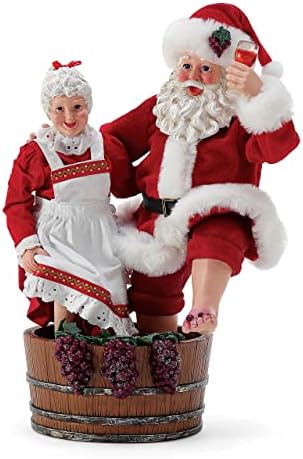 Odjel 56 Mogući snovi Bon Apetit Santa i gospođa Claus Christmas Crush Wine Figurica, 10,5 inča, višebojni