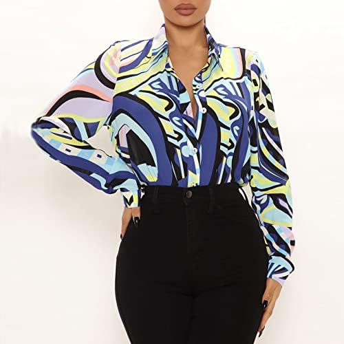 Ženska majica sa gumbom s dugim rukavima s dugim rukavima COLLAR dugme dolje bluze labavi fit vrhovi zipper rever majica