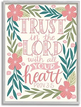 Stupell Industries Trust The Lord Religious Proverb Floral Leaves Border, Design By Taylor Shannon