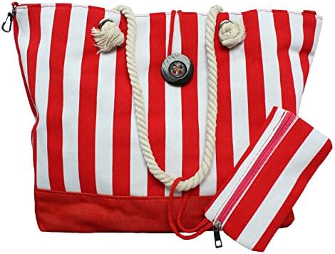 Platnena torba za plažu za teške uslove rada velika torba sa unutrašnjom podstavom-crveno / bijelo