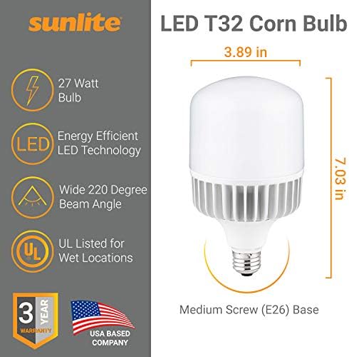 Sunlite 81262 LED T36 Super svijetla sijalica za kukuruz visokog lumena, 27 W 3500 Lm, Srednja E26 baza, 120-277
