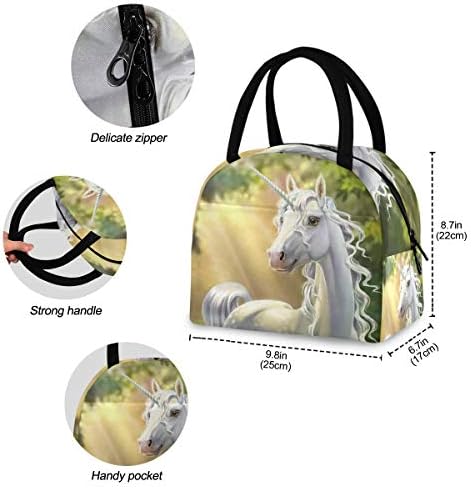 YYZZH Fantasy Unicorn životinja u svijetlom suncu Woodland šuma izolovana torba za ručak sa zatvaračem Cooler
