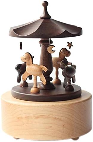 SFYSP karusel Music Box Drvena merry-go-okrugla konja Musical Box Overn Conper u obliku drveta zanata