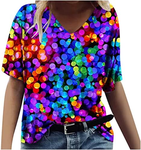 Odjeća s kratkim rukavima Trendi Y2K pamuk Vneck cvjetni grafički ručak Top Tee za teen djevojke Ljeto padaju na vrh