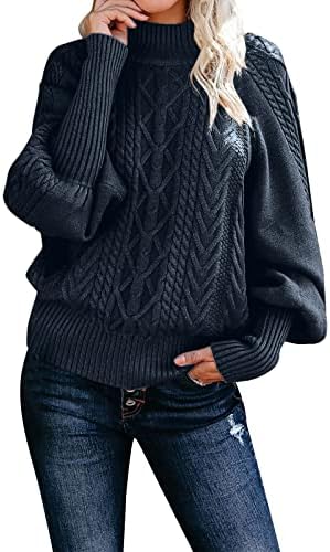 Božićni džemperi za žene Solid Boja Srednji vrat pletenje uzorak rukava sa rukavima sa rukavima