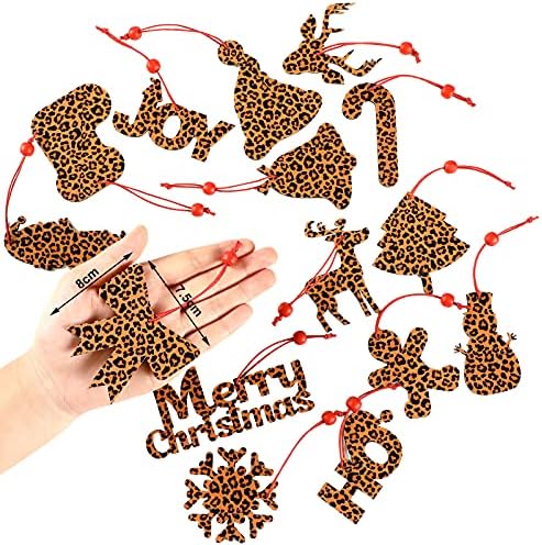 15 komada Leopard Print Božić Ornament Cheetah Print Božić ukras Set Drvo Božić viseća dekoracija