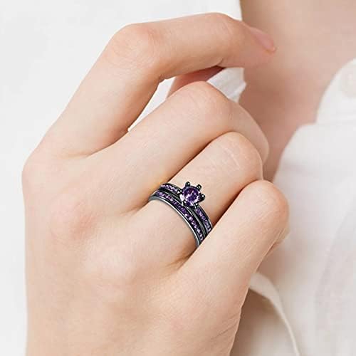 Obljelja za vjenčanje za vjenčanje za njene set za mladenki, okrugli rez kubični cirkonijski zaručnički prsten za žene