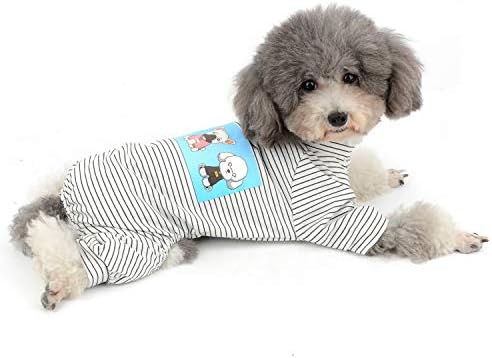 Zunea Mali pas Pajamas skakača Striped majica PJS odijela sa nogama meka pamuk štenad odjeća za kućne ljubimce za spavanje ljetni mačji kombinezon pidžama za pse Djevojka crna l
