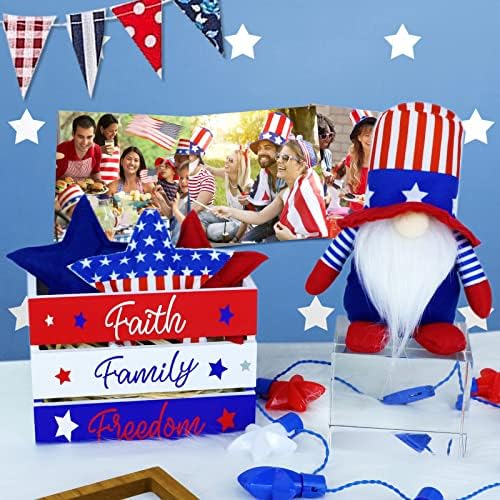Patriotski ukrasi 4. jula za dom, dječji sanduk za obiteljsku slobodu sa patriotskim GNOME Plišnim jastucima