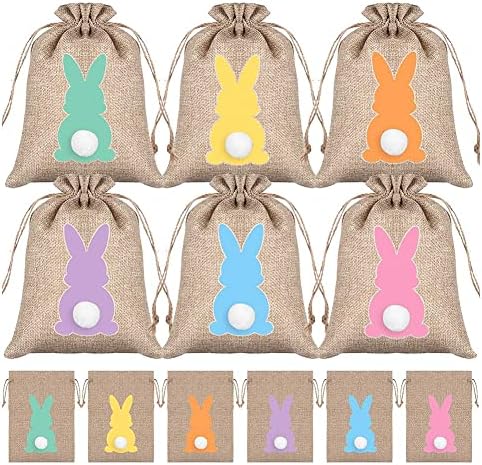 ATOZS 24 kom Uskrs Party Favor torbe Bunny Burlap poklon torbe Candy Bags torbe za Uskrs 6 x 4 inča