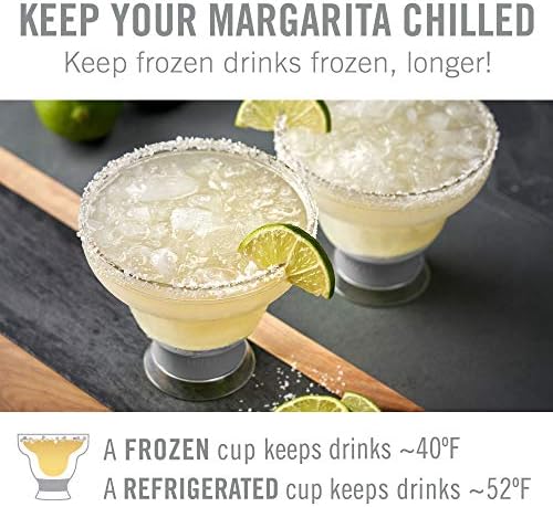 Domaćin FREEZE Margarita koktel naočare - dvostruki zid Plastic Frozen Stemless Cooling Cups sa gel Chiller Set 4, siva