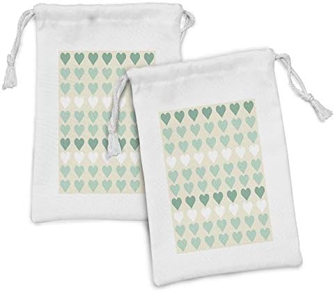Lunadljiva akvamarinska tkanina set od 2, romantičnog uzorka sa oblicima srca u redama, male torbe za izvlačenje