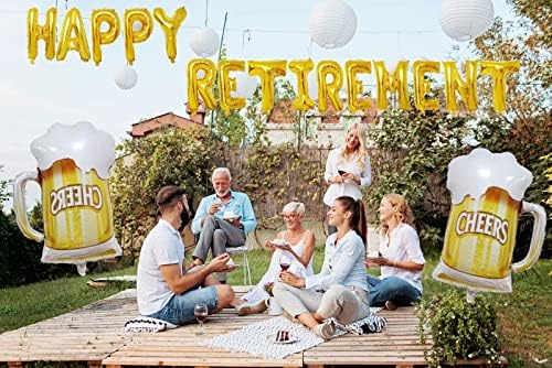 Gold Happy Penzioni baloni Banner sretan ukras za umirovljenje za žene MAN odmrznute zabave za penziju