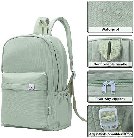 JQWSVE Slatki estetski ruksak kadulja za zeleni ruksak za žene Solid Calor ruksak Kawaii Ruccsack Travel Backpack