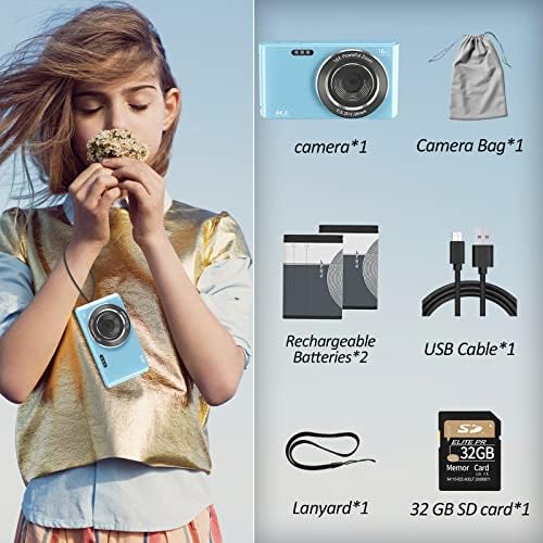 Digitalna kamera za djecu tinejdžere dječake i djevojčice odrasle 4k 44mp sa SD karticom od 32 GB, 2,4 inča