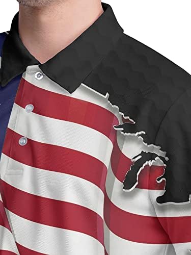 Hivichi golf majice za muškarce polo majice Muški smiješno ljuljačka patriotska američka košulja za zastavu