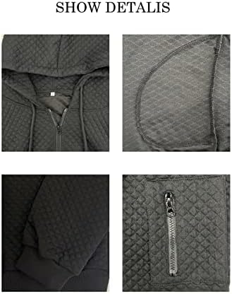 Esmeling muns vafle zip up dukserice prekrivena zrnca s kapuljačom s džepom za ruke