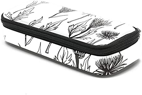 Ručno izvučeno Thistle Wildflower kožna torbica za olovke sa dvostrukim patentnim zatvaračem Torba za pohranu