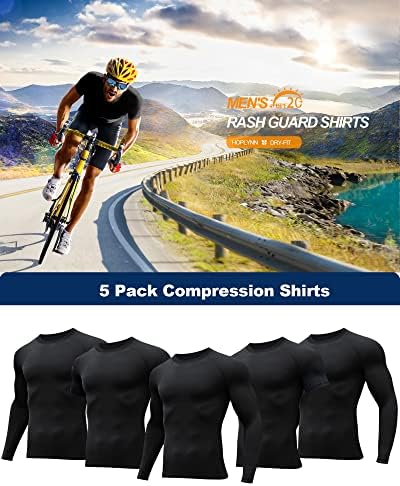 HOPLYNN 4/5 paket trening kompresijske majice za muškarce duge / kratke rukave Atletski Baselayer