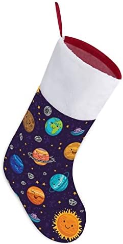 Crtani svemir Božićne čarape za čarape sa plišanim kaminom visi za Xmas Tree Decor Decor