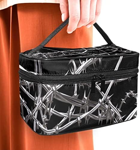 Mala šminkarska torba, patentno torbica Travel Cosmetic organizator za žene i djevojke, Vaporwave Psyce Crno željeza