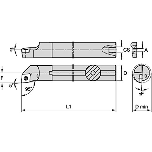 Widia A06MSCLPL2 A-SCLP S-Stil vijak Stezaljka za bušenje za pozitivne uloge, -5 ° ugao, čelik, 0,375