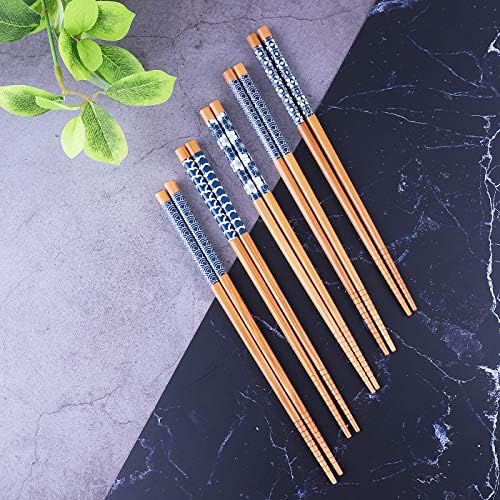Antner 10 pari štapića za jelo od prirodnog bambusa japanski štapići za višekratnu upotrebu, Set štapića za jelo koji se može prati u mašini za sudove, 8,8 inča/22,5 cm