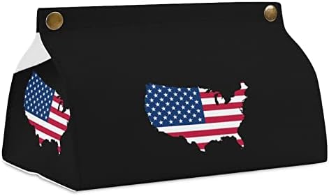 Amerika Flag Mapa kutija za tkivo pokrovite PU kožnog tkivnog kutije Držač pravokutnog lica Tisnog tkiva