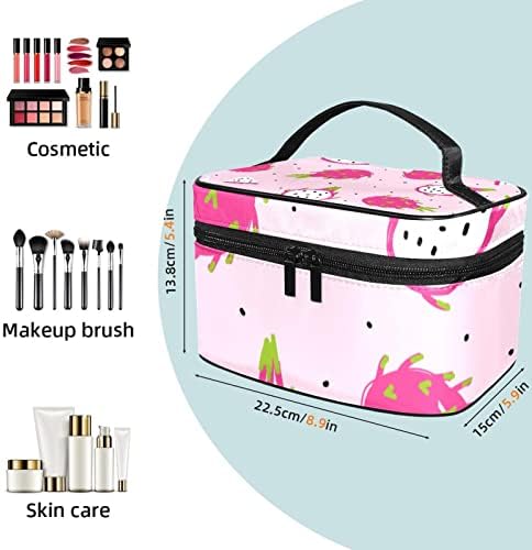 Yoyoamoy šminka za žene Dame Girls, velika kozmetička torba sa zatvaračem Make up Organizator Travel torbica, držač četkica i ručka slatka zmajeva voće ružičasti uzorak