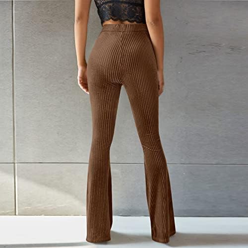 Prdecexlu Flare pantalone za žene Casual High Squik Trnjačka kontrola čvrste boje Palazzo hlače Soft