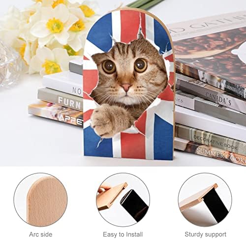 Knjiga završava Funny britanska mačka zastavu Bookends za police za držanje knjige Heavy Duty