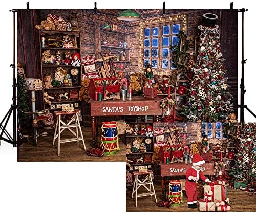 MEHOFOND 10x7ft Božić Santa igračka prodavnica pozadina fotografija za Vintage rustikalno drvo kuća