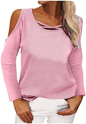 Hladni vrhovi ramena za žene, ženske Casual majice s dugim rukavima bez naramenica Osnovni ljetni vrhovi