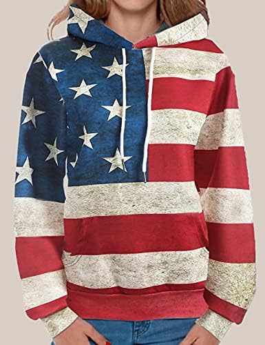 OQC Unisex USA Američka zastava Štampaj 4. jula Patriotični džepovi s dugim rukavima Slim pulover dukserice