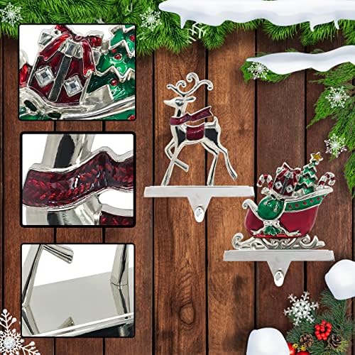 Set za božićne čarape za božićne čarape 2 šarene reindearske sanjke za vješalice za čarape za čarape