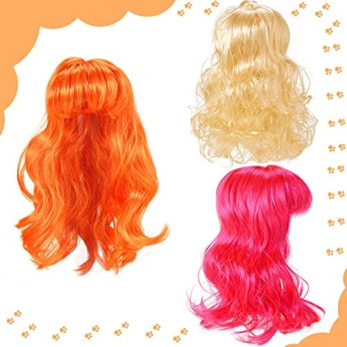 3 komada perike za kućne ljubimce Wigs Funny Cosplay Pet Headwege Pas Mačke perike u ružičastom narančastom