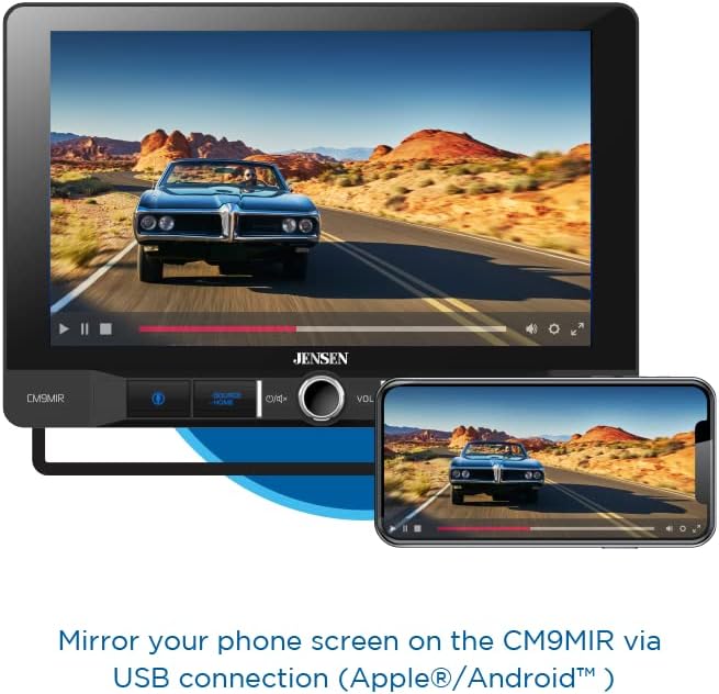 Jensen CM9MIR 9-inčni medijski ekran s jednim dinskom automobilom stereo prijemnik, USB ekranu Zrcaljenje