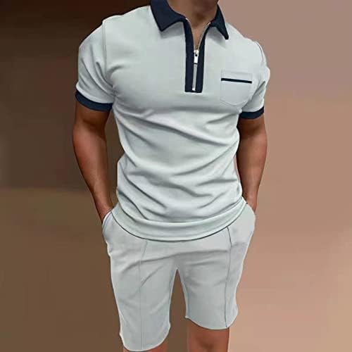 Ruiruilico muške kratke hlače postavljene odjeće 2 komada Ljetne trenerke kratkih rukava Polo majica