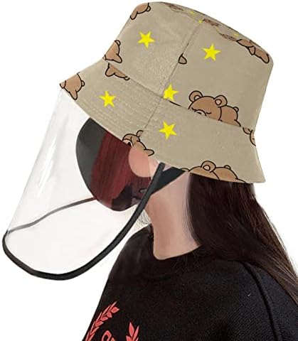 Zaštitni šešir za odrasle sa štitom za lice, ribarsku šeširu protiv sunca, medvjed smeđe crtane